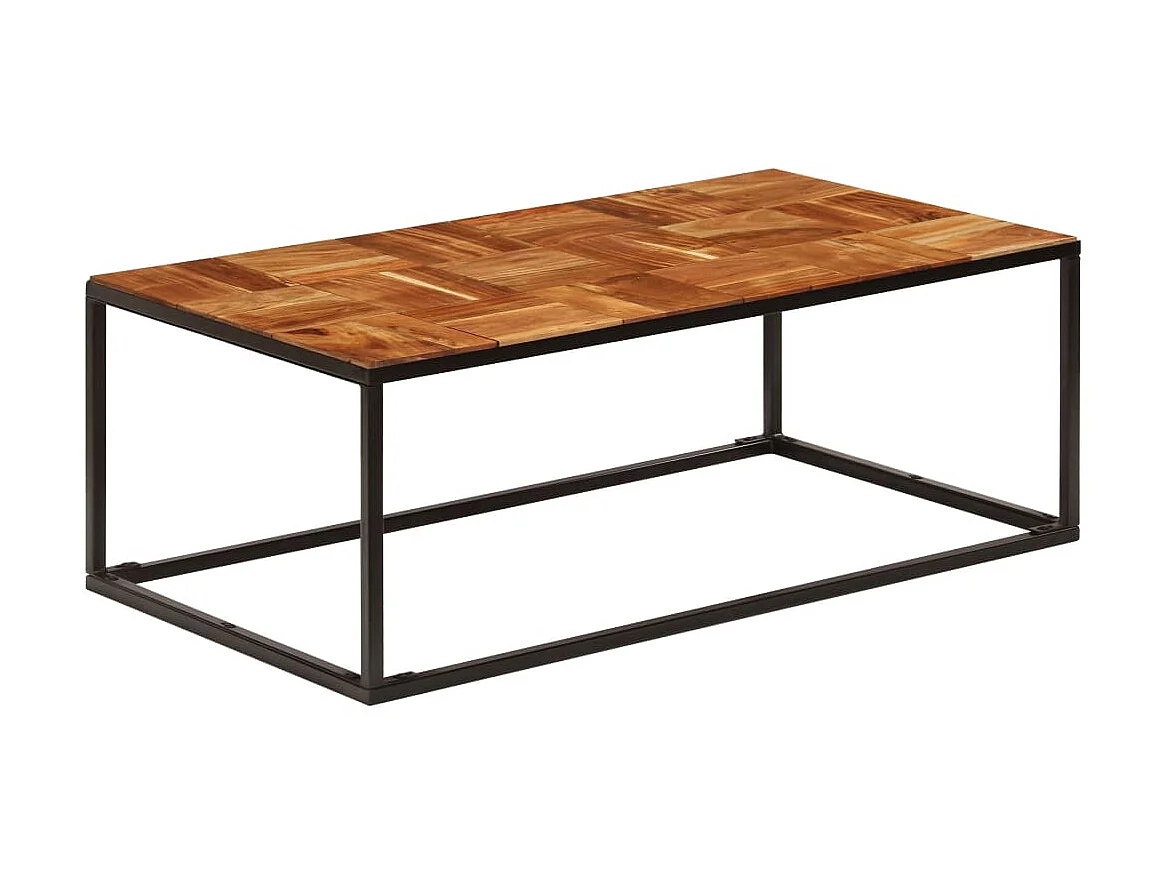 Mesa de centro dourada 110x60x40 cm Madeira maciça de acácia e aço