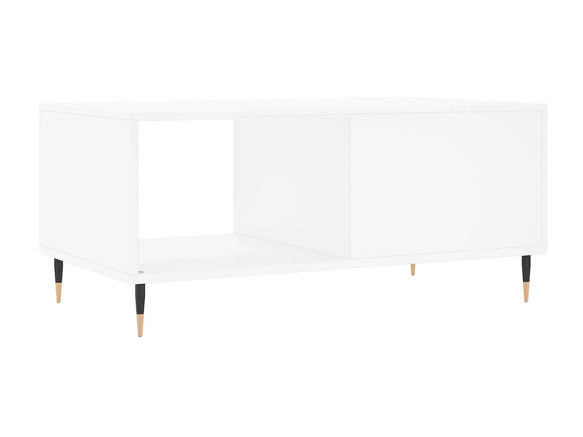 Mesa de centro dourada branca 90x50x40 cm madeira projetada