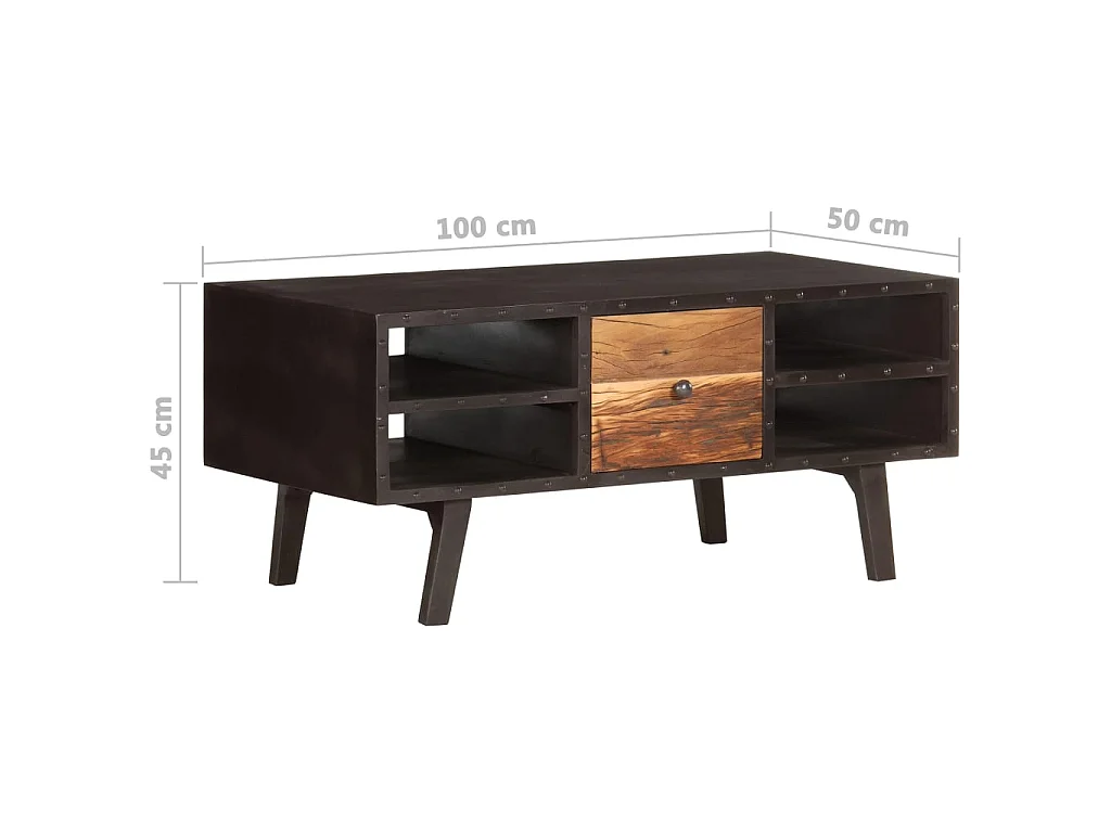 Mesa de centro Gold 100x50x45 cm Madera maciza recuperada