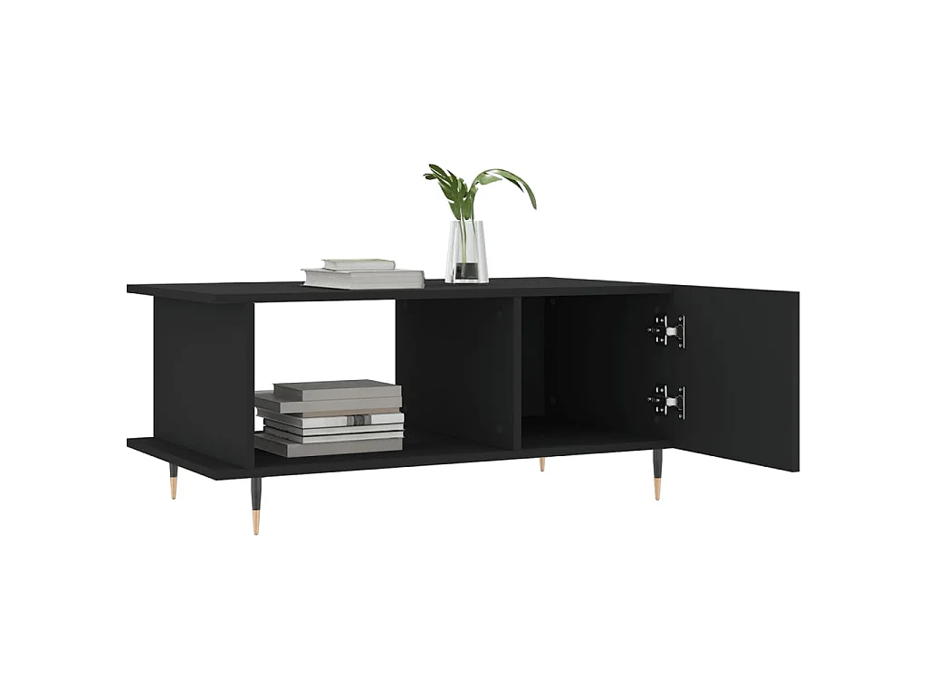 Tavolino Gold nero 90x50x40 cm in multistrato