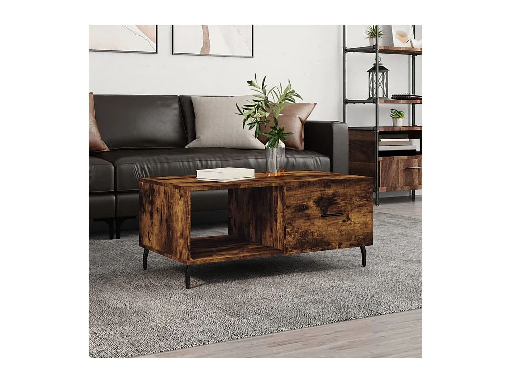 Goud Gerookt eiken salontafel 90x50x40 cm samengesteld hout