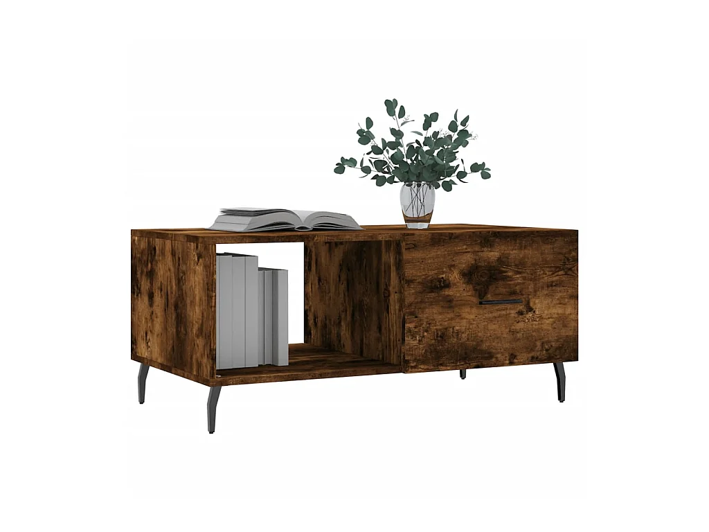 Table basse chêne fumé 90x50x40 cm bois d'ingénierie