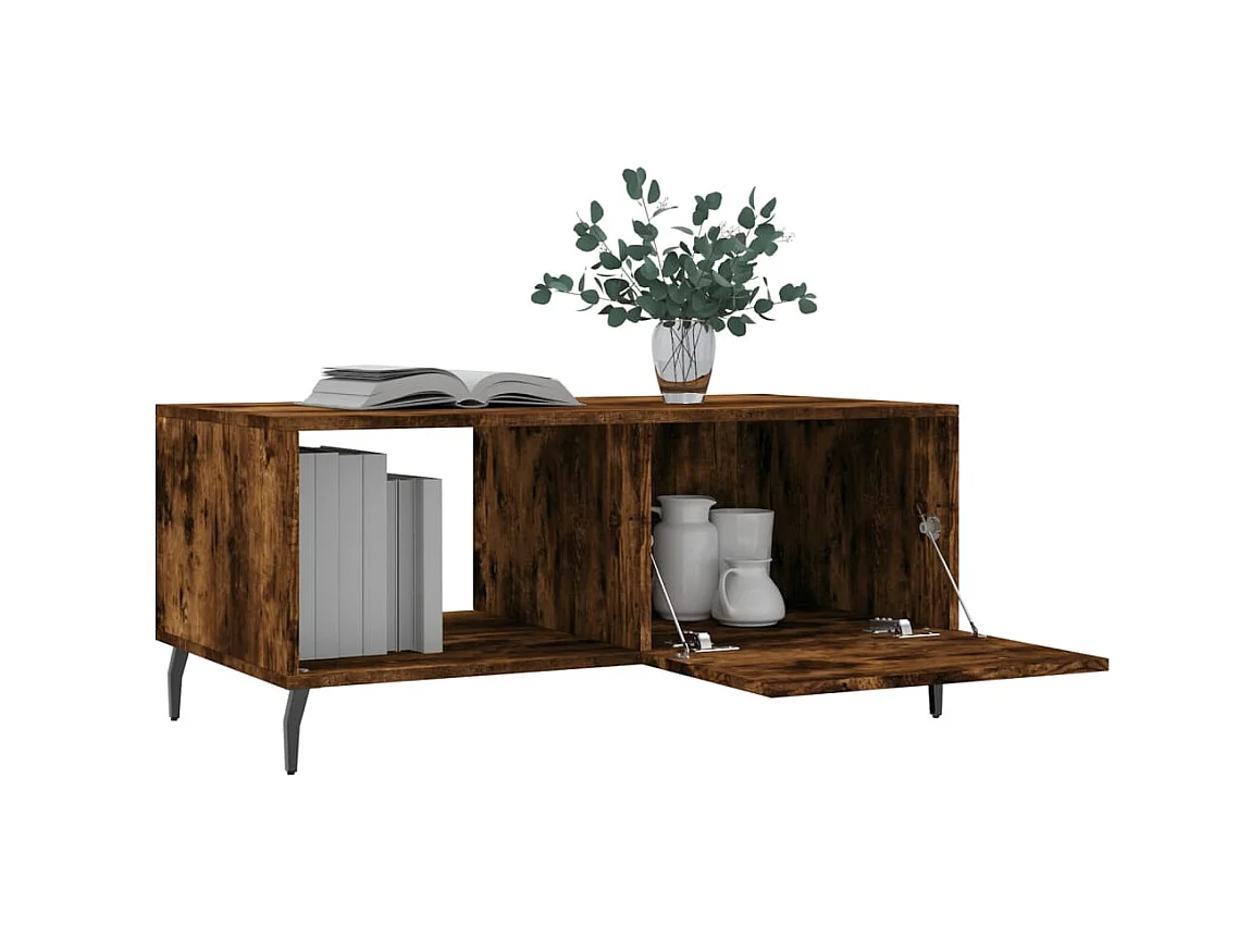 Table basse chêne fumé 90x50x40 cm bois d'ingénierie