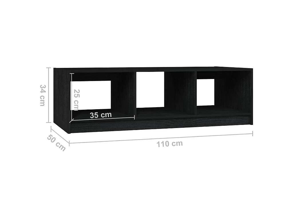 Mesa de centro Gold Negro 110x50x34 cm Madera maciza de pino