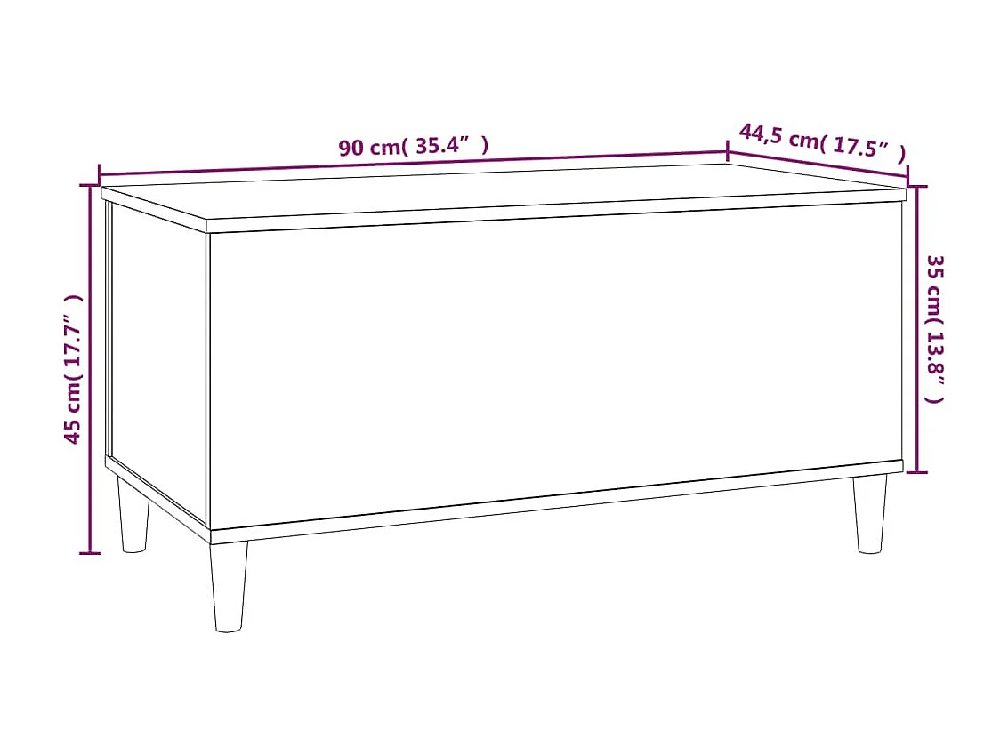 Table basse Gris béton 90x44,5x45 cm Bois d'ingénierie