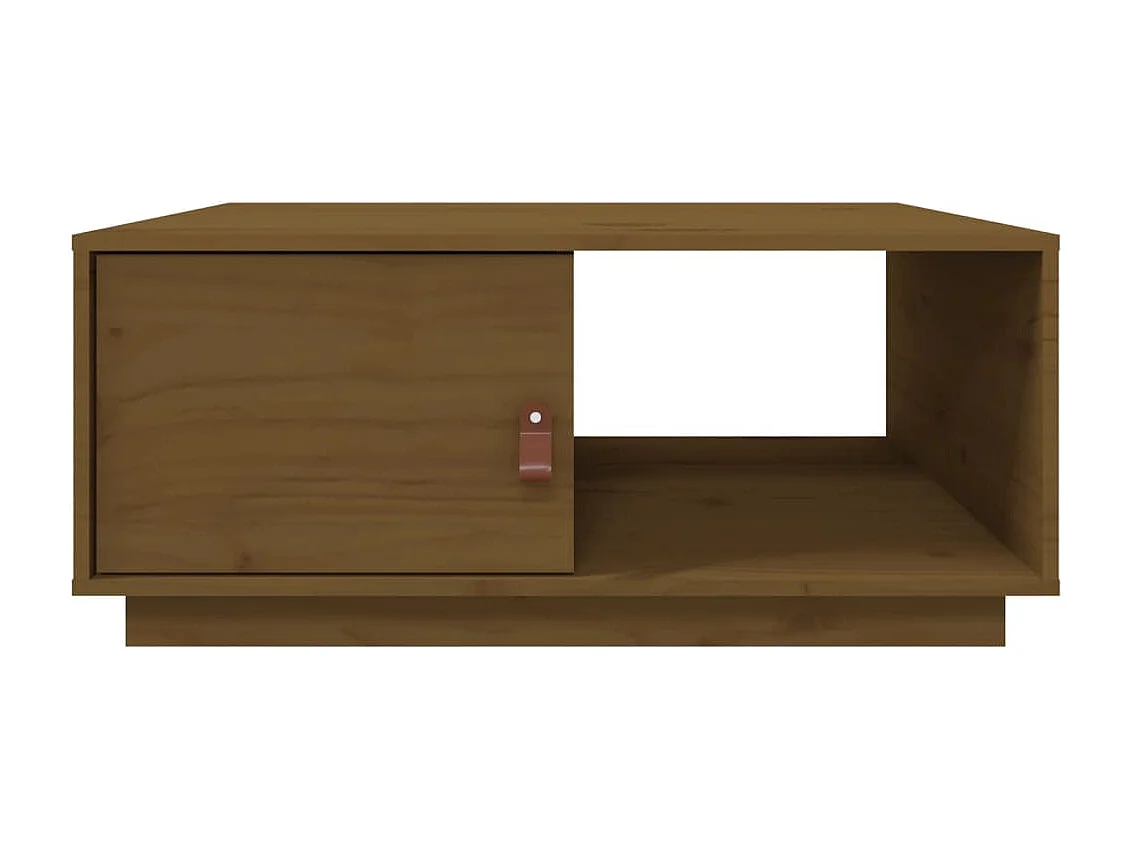 Mesa de centro dourada Castanho mel 80x50x35,5 cm Madeira maciça de pinho