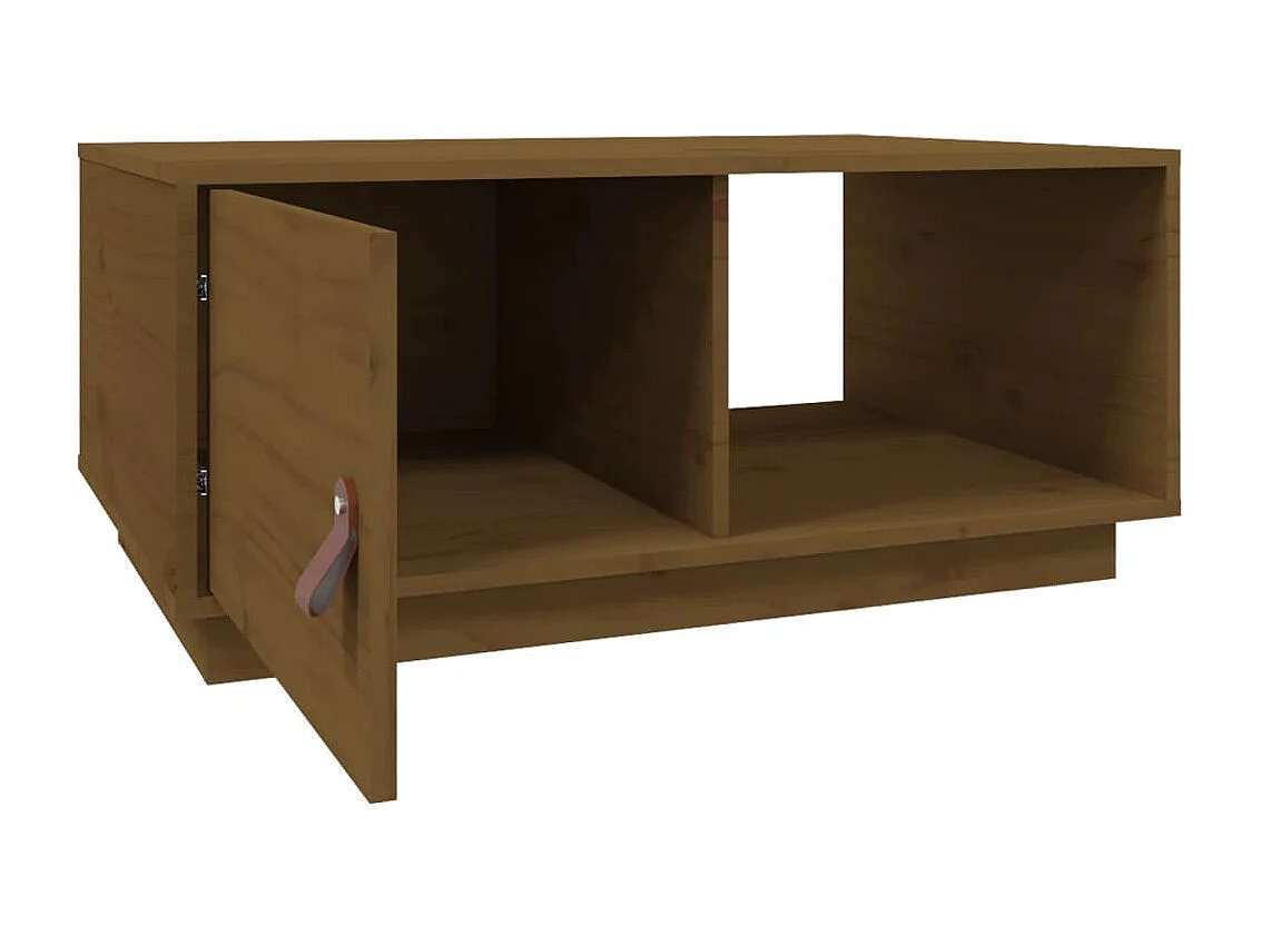 Mesa de centro dourada Castanho mel 80x50x35,5 cm Madeira maciça de pinho