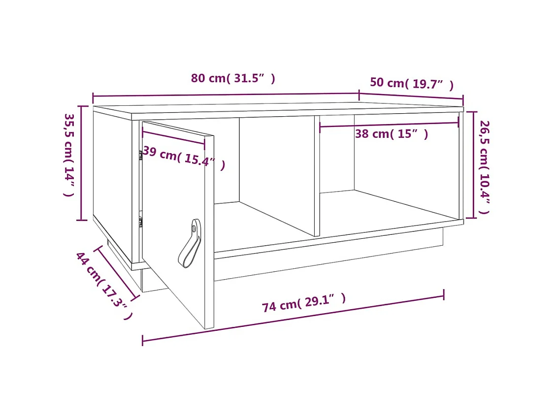 Gold Salontafel Honingbruin 80x50x35,5 cm Massief grenenhout