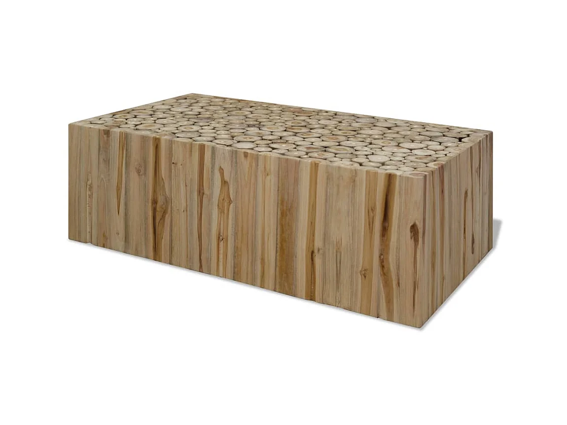 Tavolino da caffè in vero teak dorato 90x50x30 cm