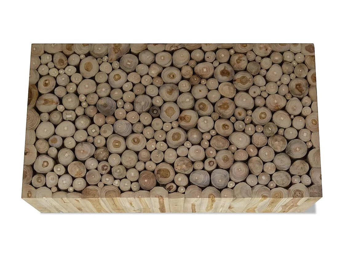 Goudkleurige salontafel van echt teakhout 90x50x30 cm