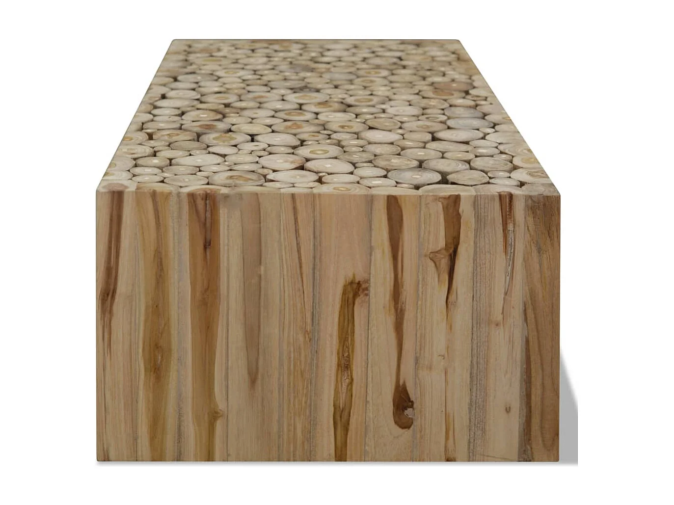 Goudkleurige salontafel van echt teakhout 90x50x30 cm