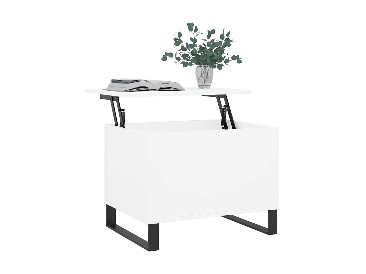 Mesa de centro dourada branca 60x44,5x45 cm Madeira trabalhada