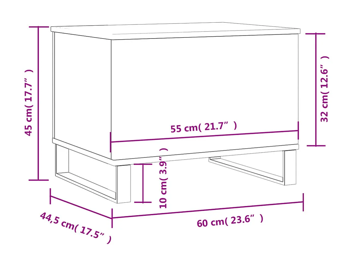 Goldfarbener Couchtisch Weiß 60x44,5x45 cm Holzwerkstoff