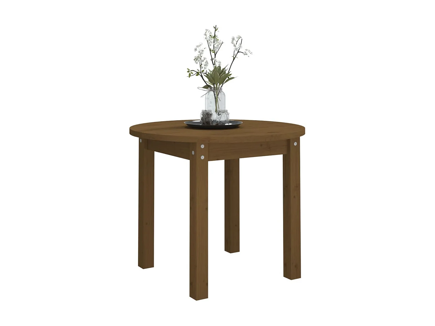 Tavolino Gold Marrone miele Ø 55x45 cm Legno di pino massiccio