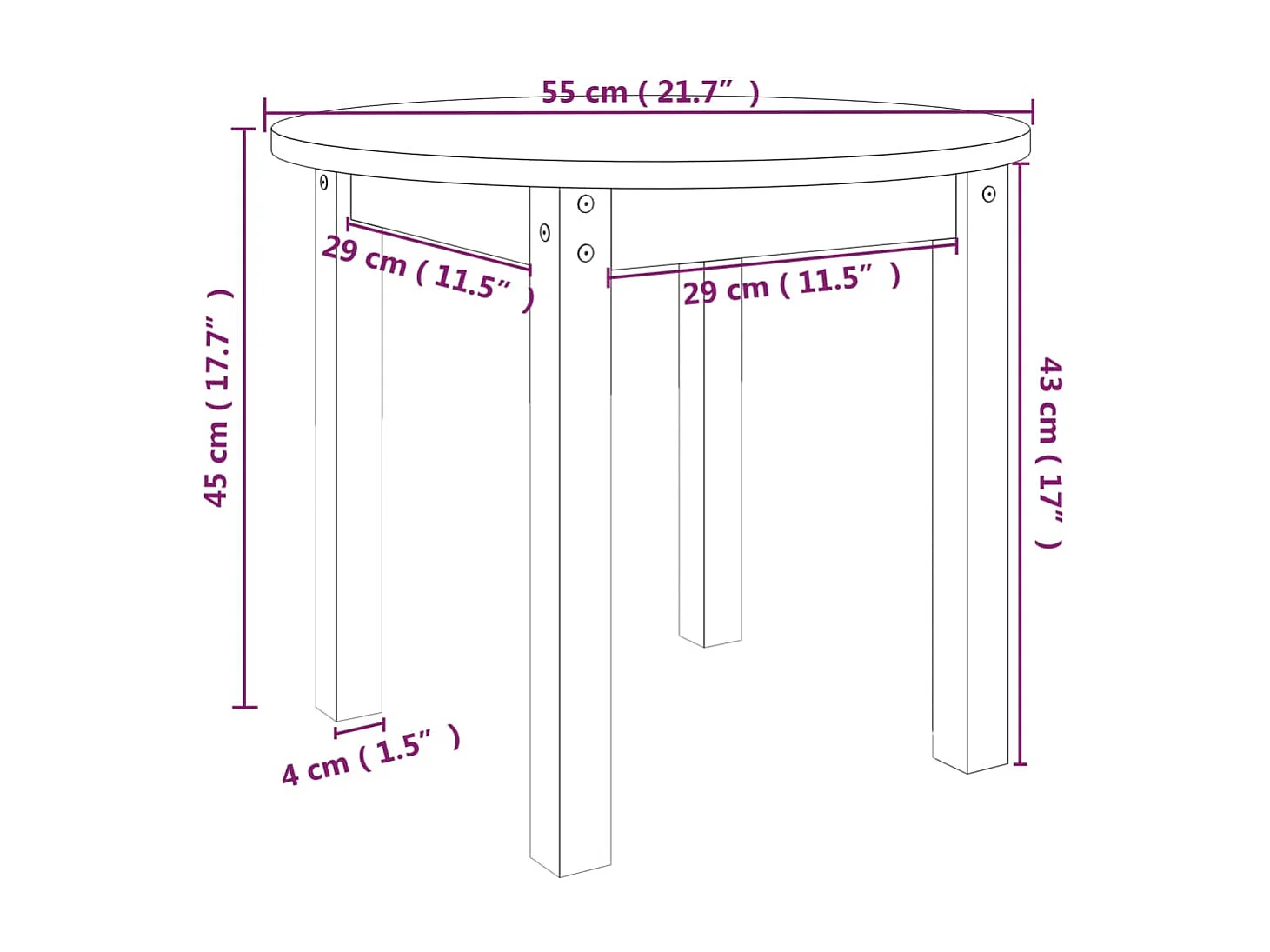 Tavolino Gold Marrone miele Ø 55x45 cm Legno di pino massiccio