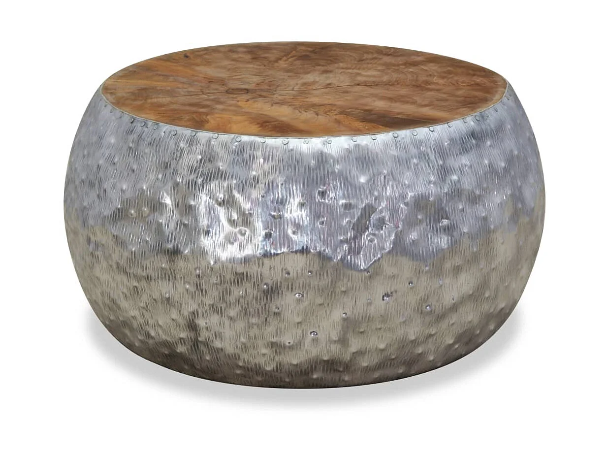 Table basse Aluminium Teck 60 x 60 x 30 cm