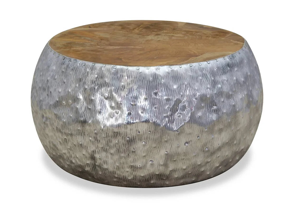 Table basse Aluminium Teck 60 x 60 x 30 cm