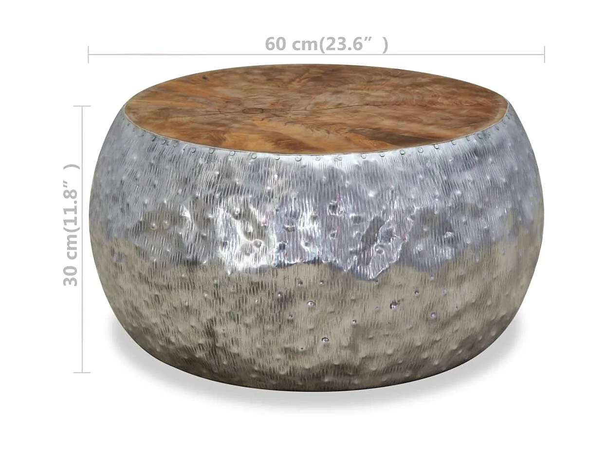 Table basse Aluminium Teck 60 x 60 x 30 cm