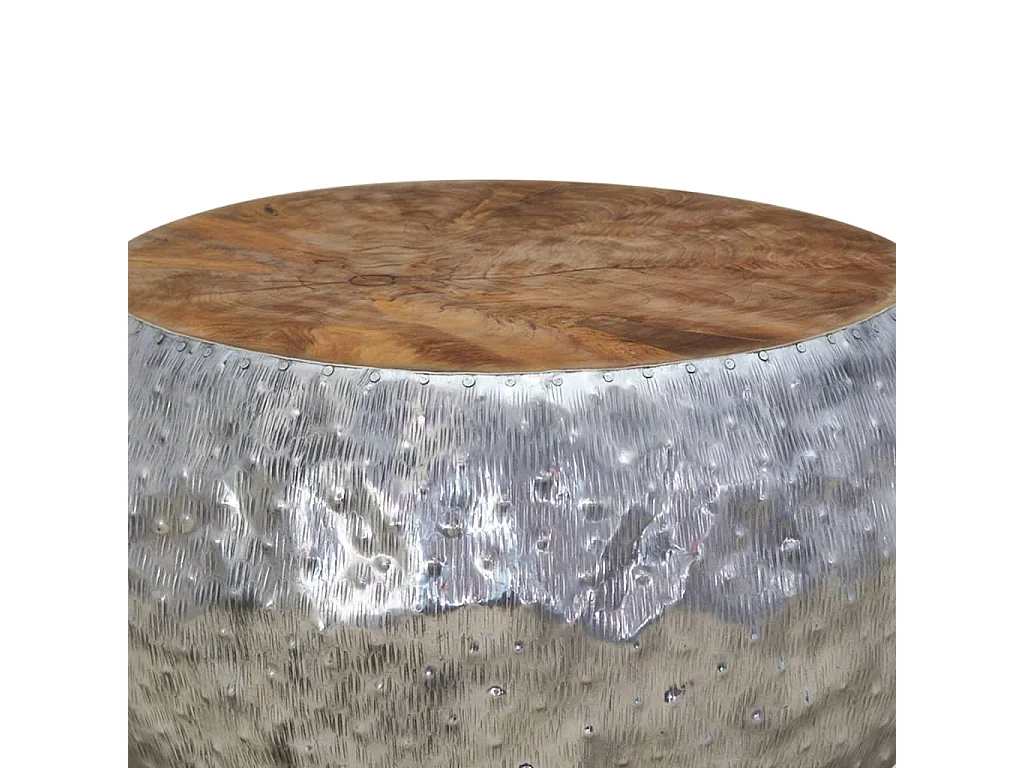 Tavolino Gold in alluminio Teak 60 x 60 x 30 cm