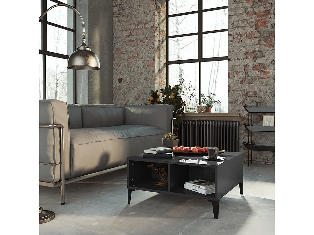 Table basse Gris brillant 60x60x30 cm Aggloméré