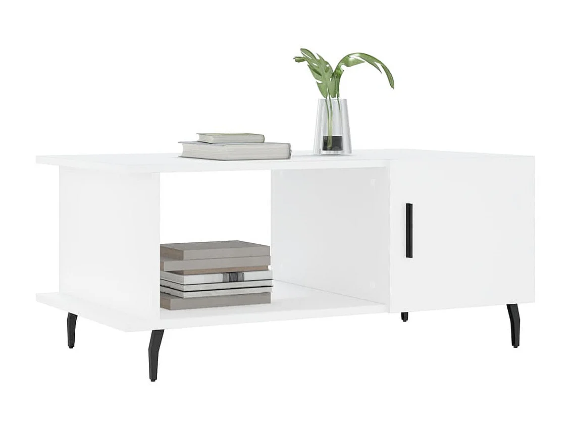 Table basse blanc 90x50x40 cm bois d'ingénierie