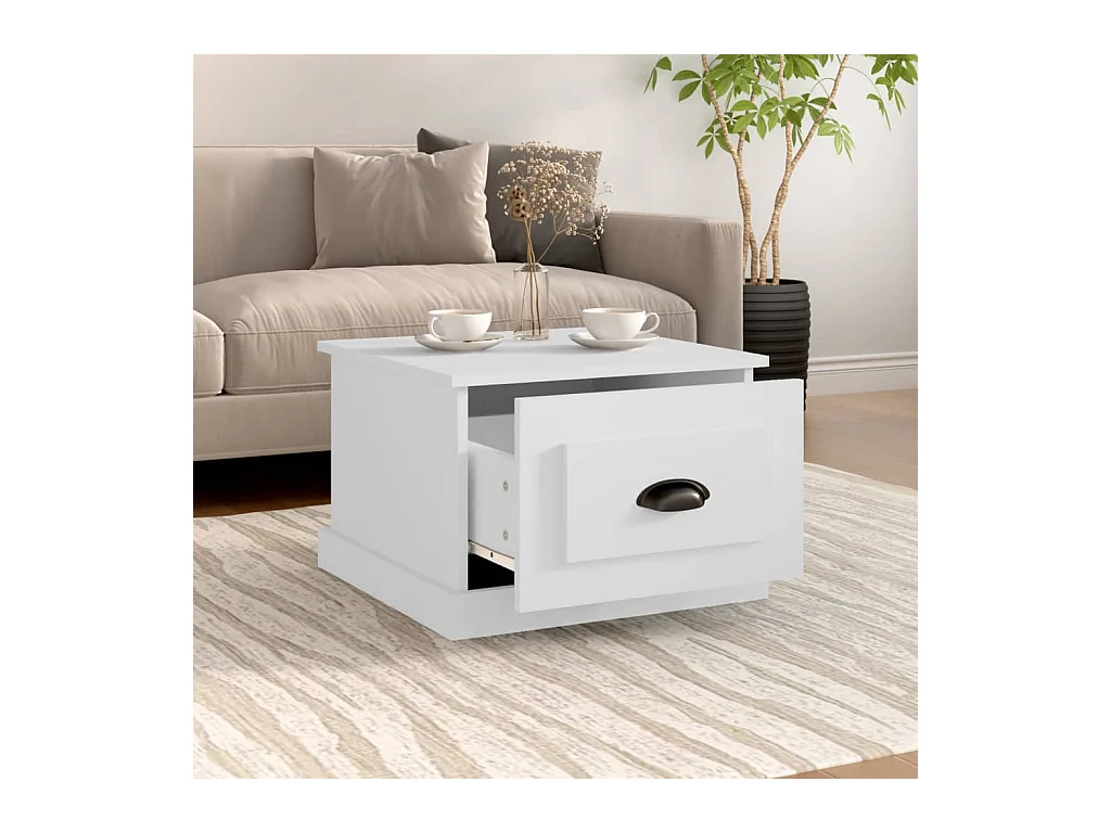 Table basse blanc 50x50x35 cm bois d'ingénierie