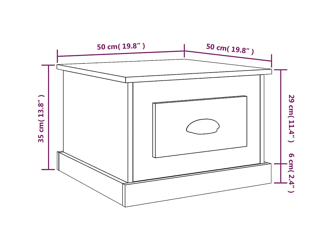 Table basse blanc 50x50x35 cm bois d'ingénierie