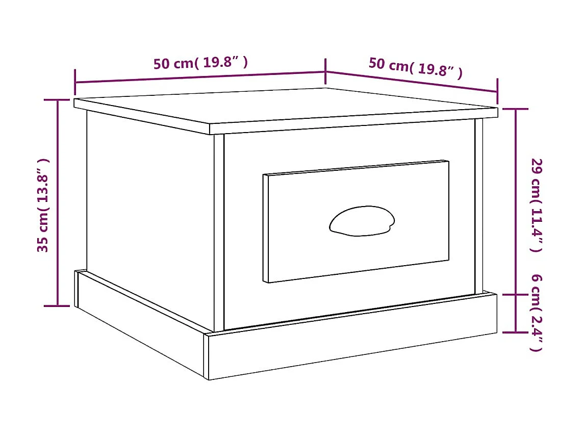 Table basse blanc 50x50x35 cm bois d'ingénierie