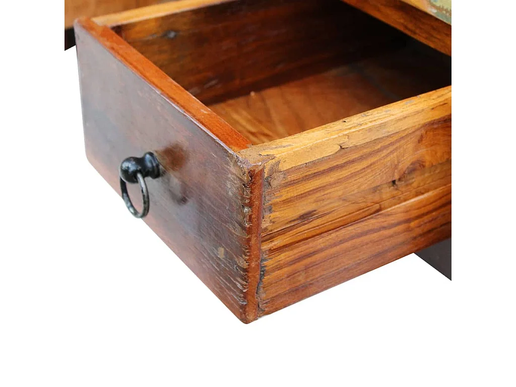 Mesa de centro dorada con cajones 90 x 45 x 35 cm Madera recuperada