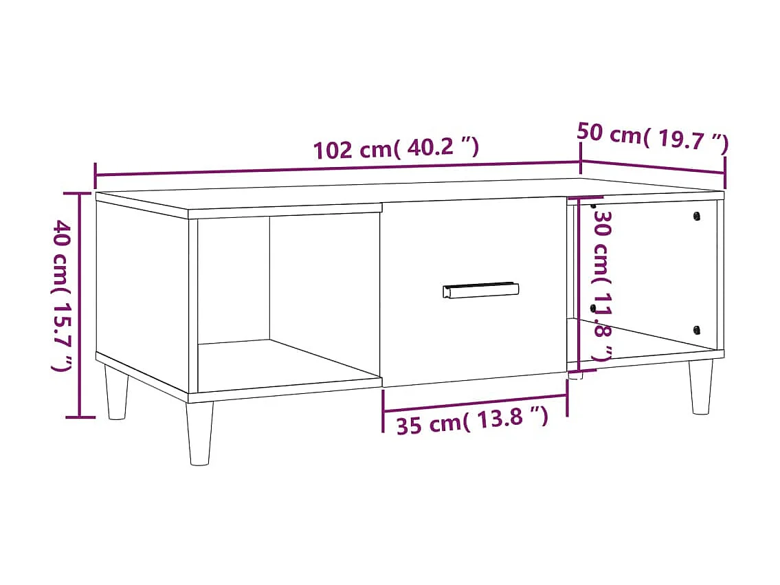 Tavolino Gold nero 102x50x40 cm in MDF