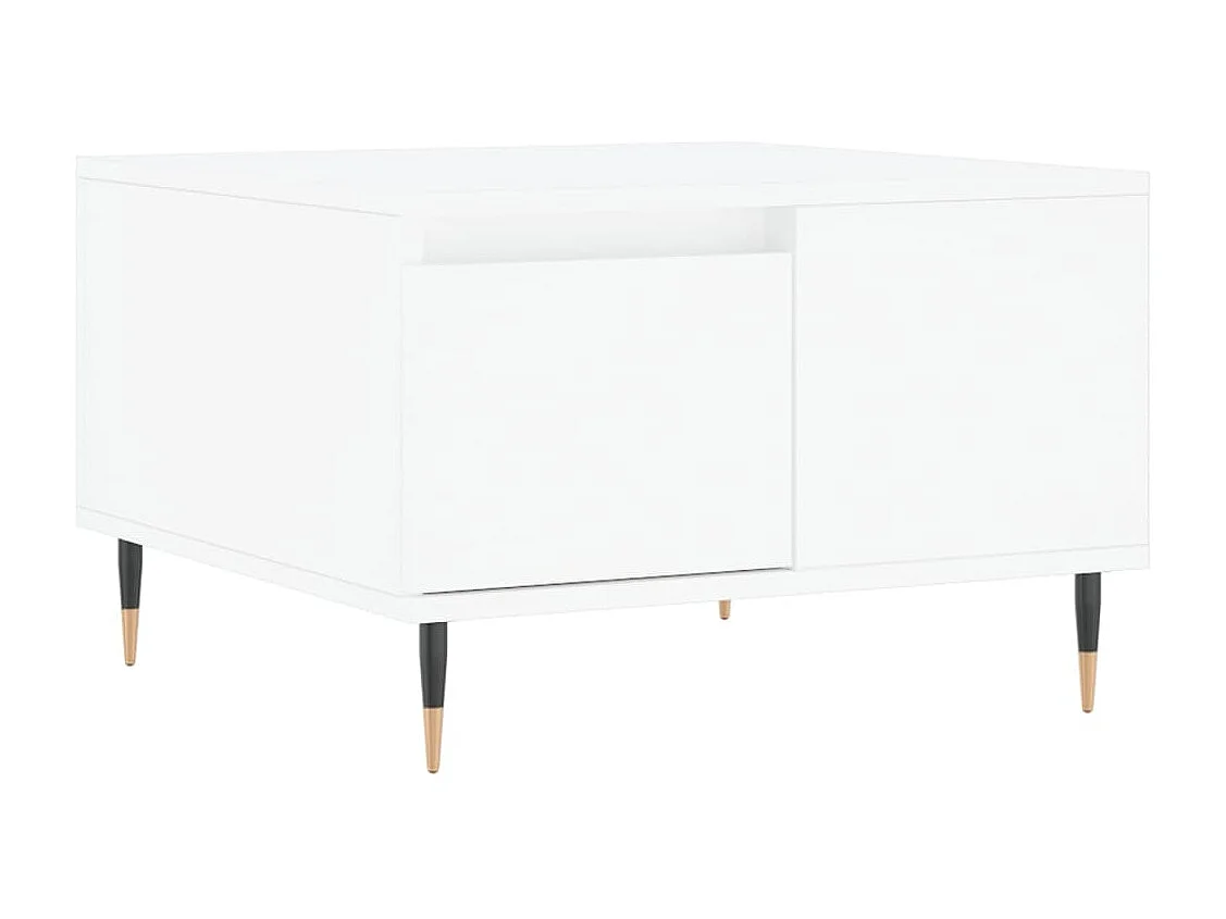 Goldfarbener Couchtisch, weiß, 55 x 55 x 36,5 cm, Holzwerkstoff
