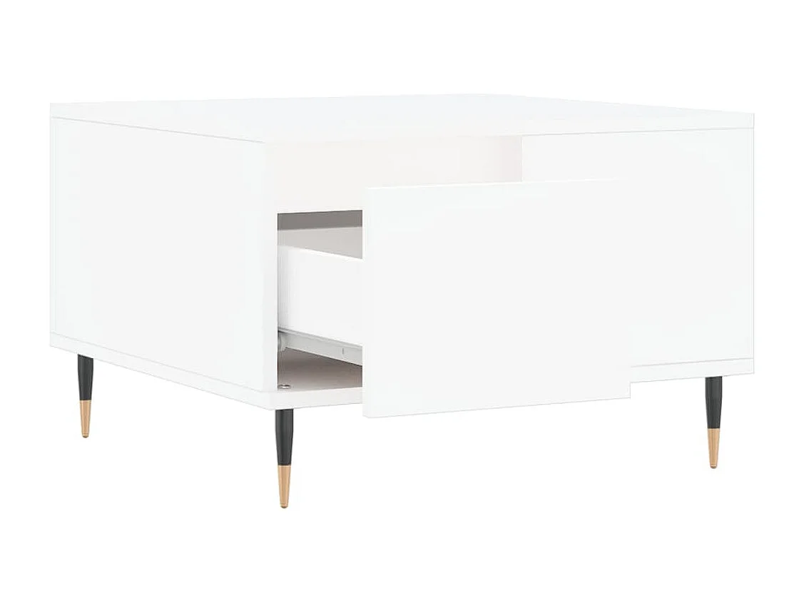 Goldfarbener Couchtisch, weiß, 55 x 55 x 36,5 cm, Holzwerkstoff
