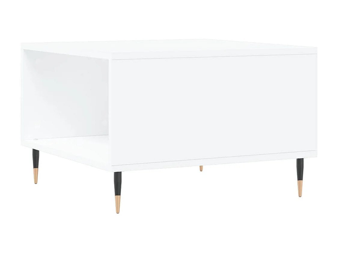 Goldfarbener Couchtisch, weiß, 55 x 55 x 36,5 cm, Holzwerkstoff