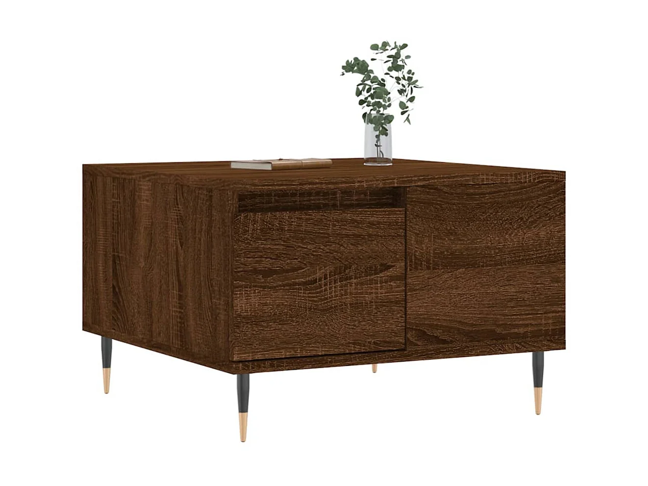 Mesa de centro em carvalho marrom dourado 55x55x36,5 cm madeira projetada