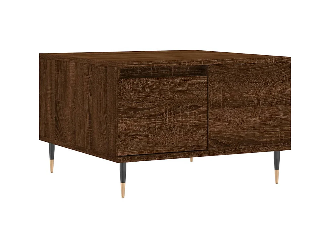 Goudbruin eiken salontafel 55x55x36,5 cm samengesteld hout