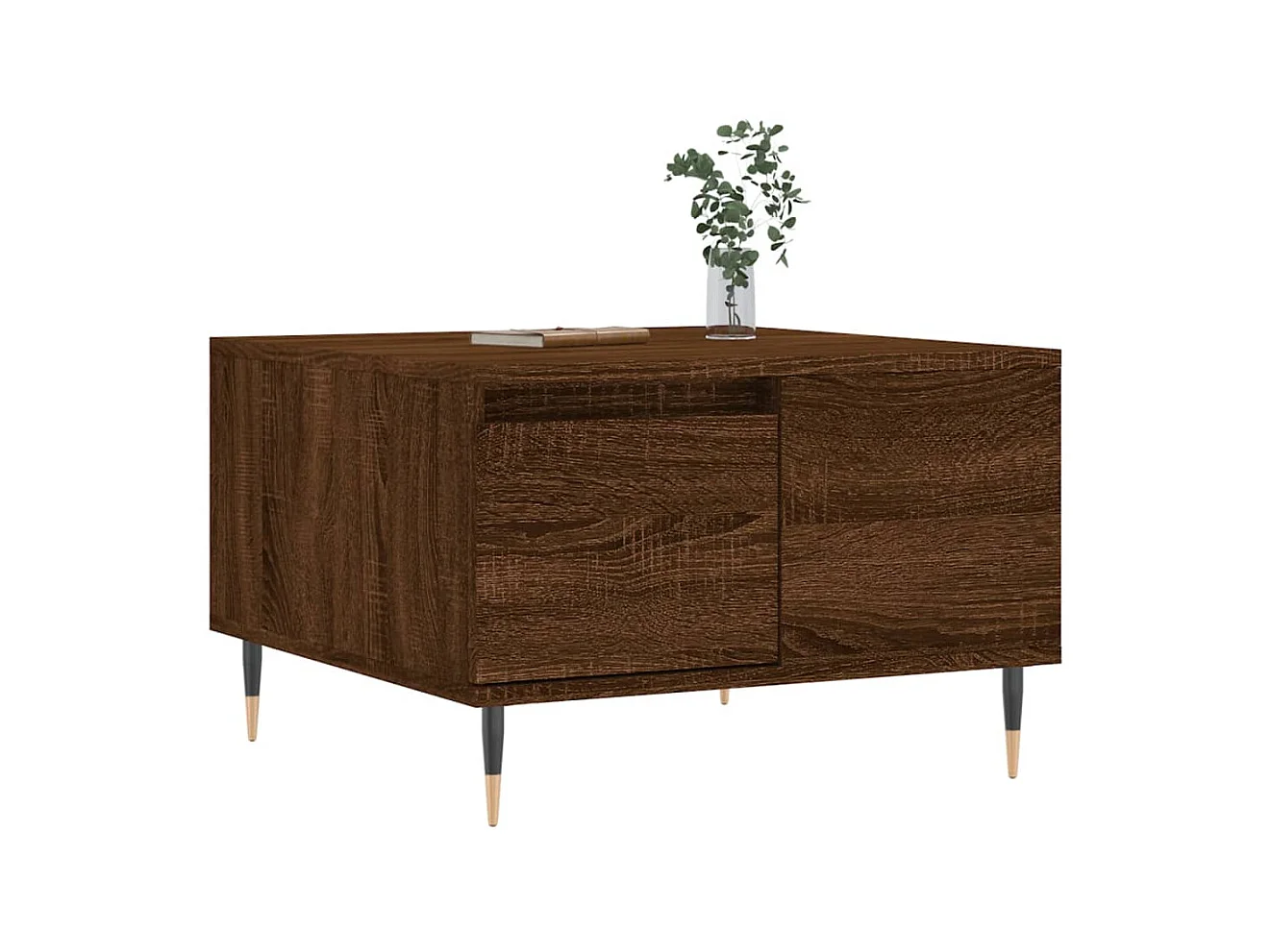 Goudbruin eiken salontafel 55x55x36,5 cm samengesteld hout
