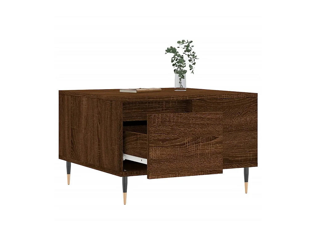 Goudbruin eiken salontafel 55x55x36,5 cm samengesteld hout
