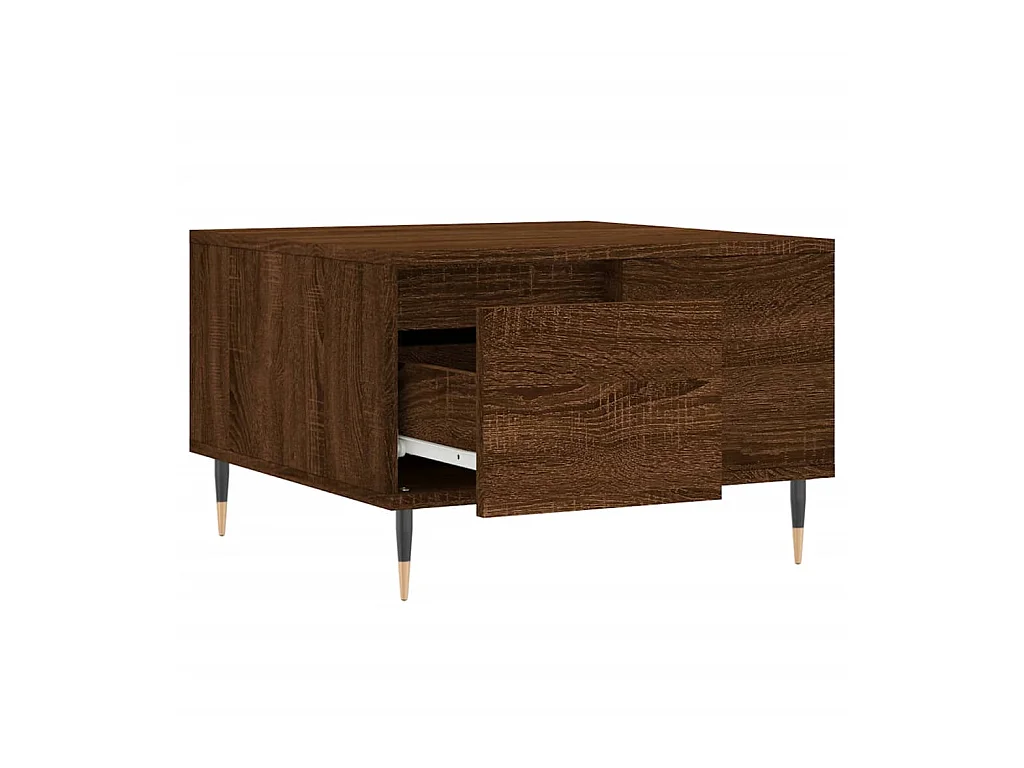 Goudbruin eiken salontafel 55x55x36,5 cm samengesteld hout