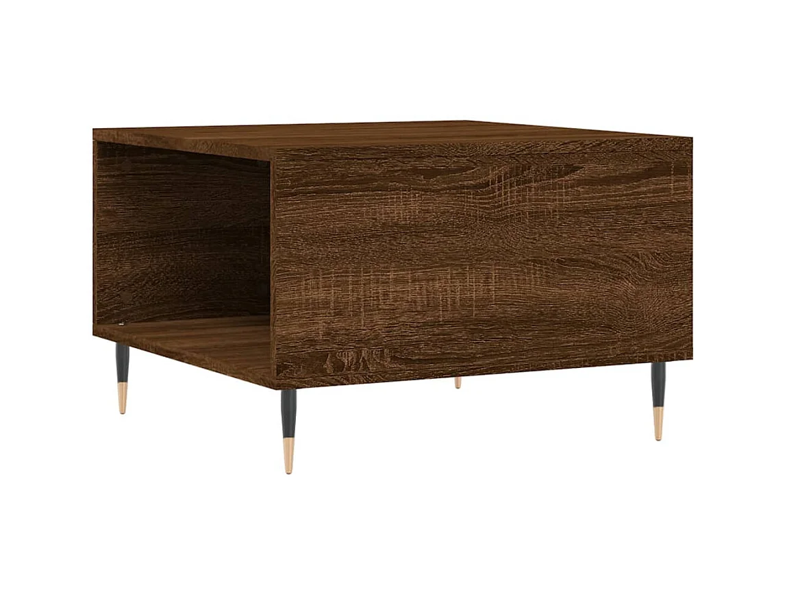 Goudbruin eiken salontafel 55x55x36,5 cm samengesteld hout