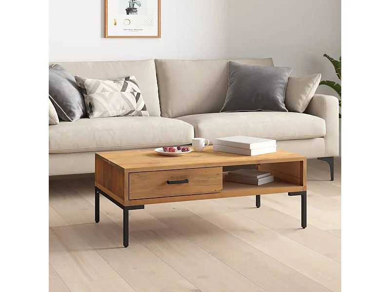 Goldfarbener Couchtisch 90x50x35 cm Massives Kiefernholz