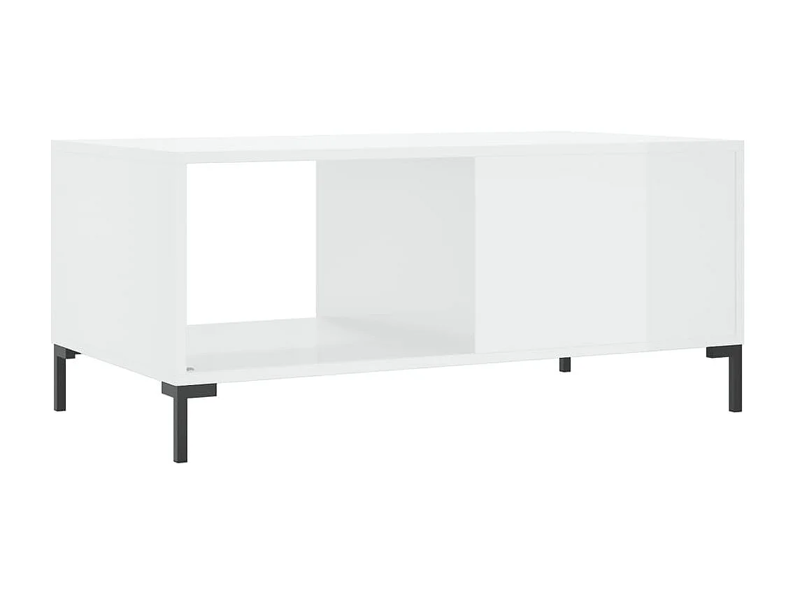 Gold Salontafel Glanzend wit 90x50x40 cm Bewerkt hout