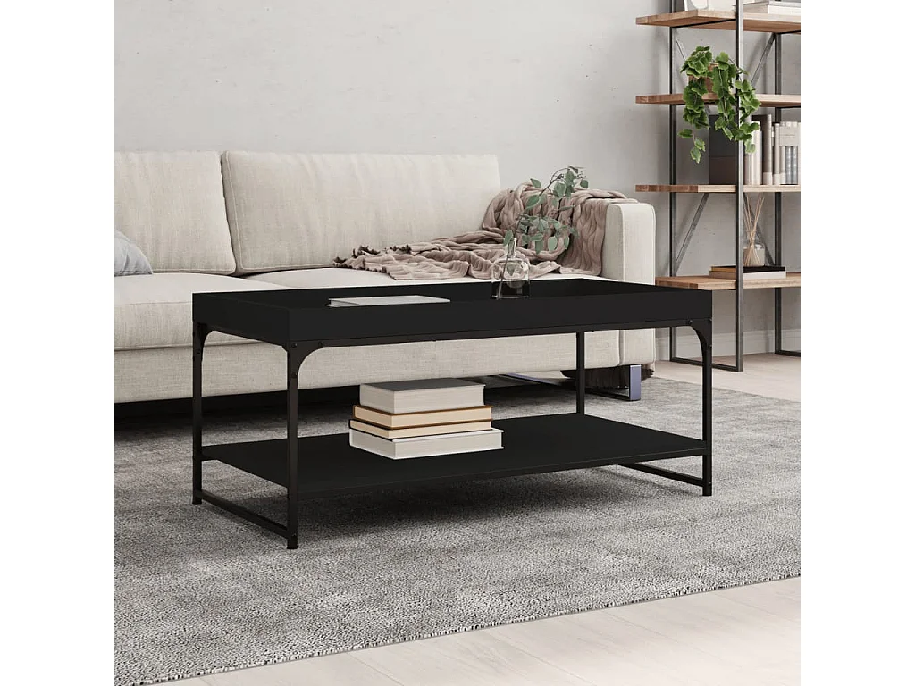 Table basse noir 100x49x45 cm bois d'ingénierie