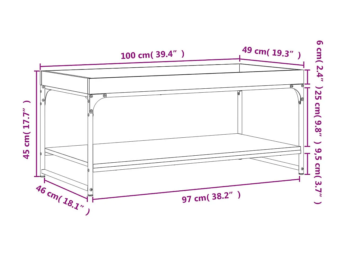 Table basse noir 100x49x45 cm bois d'ingénierie