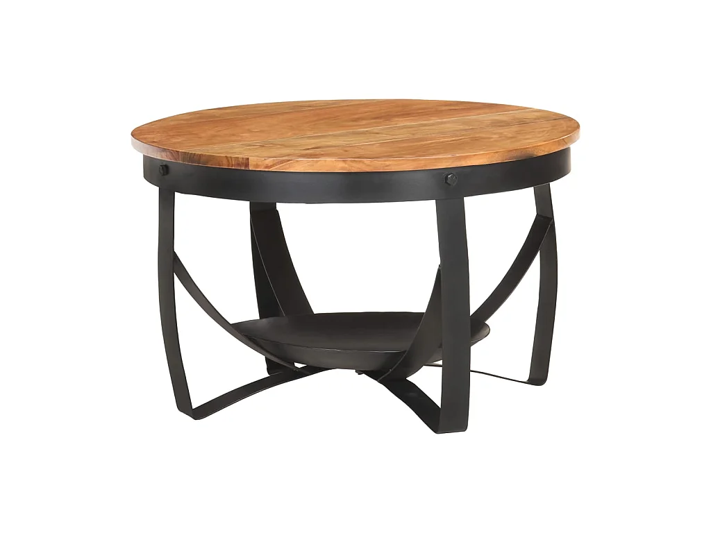 Mesa de centro dourada Ø68x43 cm Madeira maciça de acácia