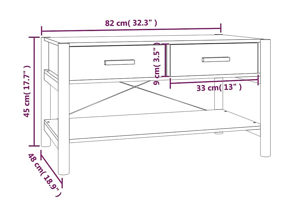 Table basse 82x48x45 cm Bois d'ingénierie