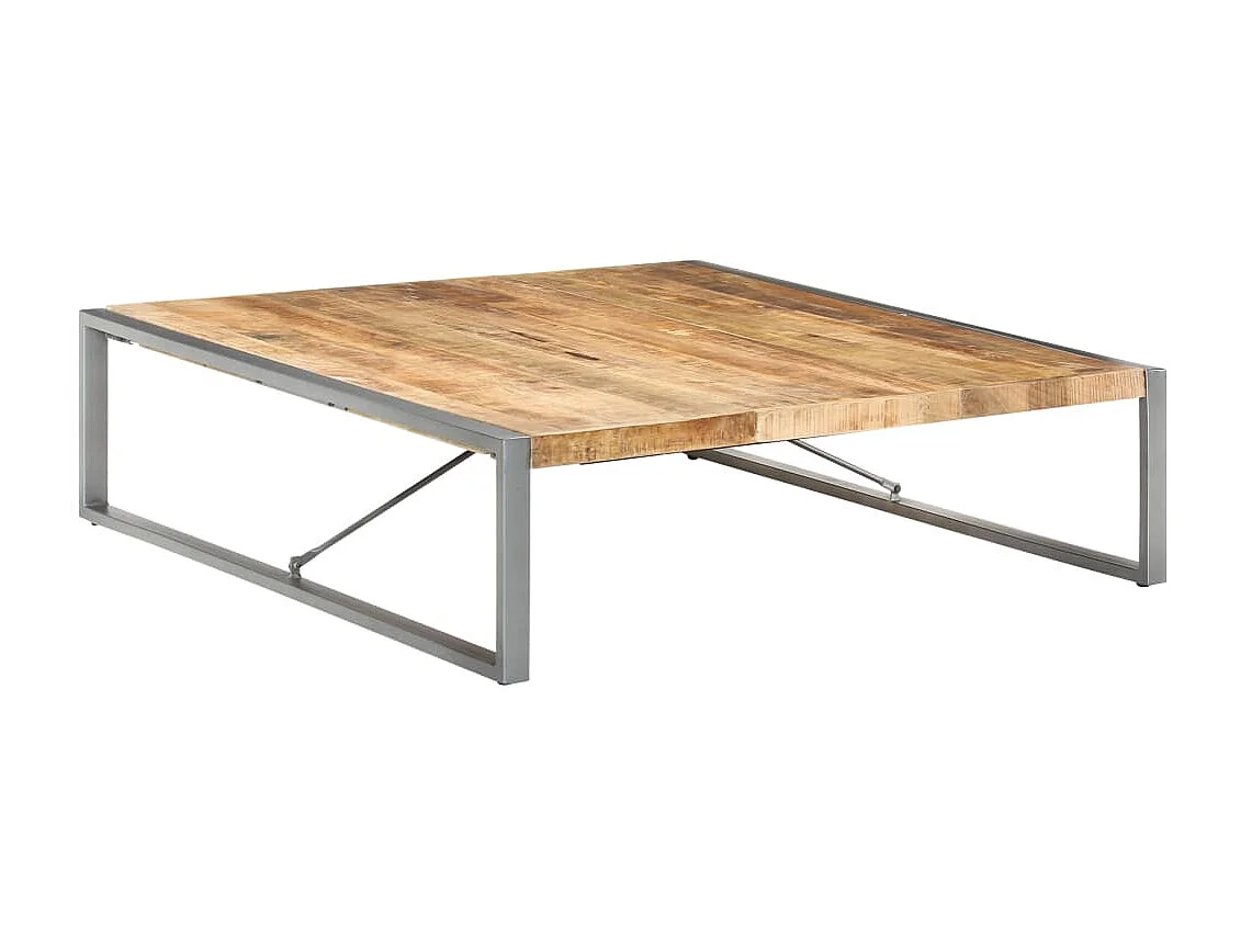 Mesa de centro dourada 140x140x40 cm Madeira de mangueira crua