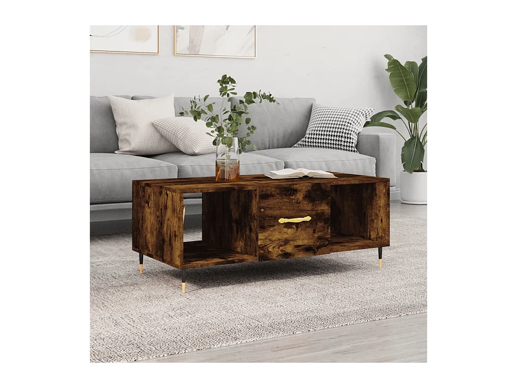 Goud Gerookt eiken salontafel 102x50x40 cm samengesteld hout