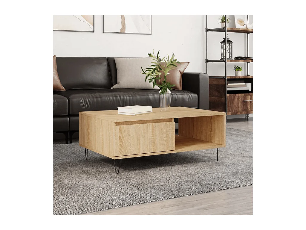 Table basse chêne sonoma 90x60x35 cm bois d'ingénierie