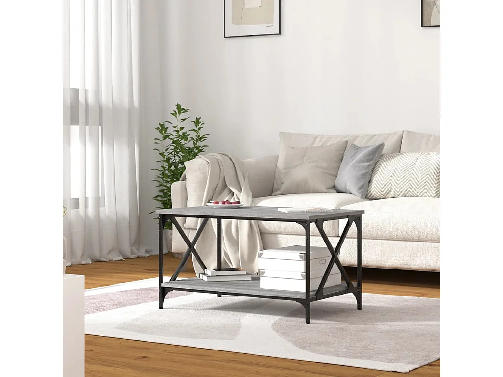 Table basse Sonoma gris 80x50x45 cm Bois d'ingénierie et fer