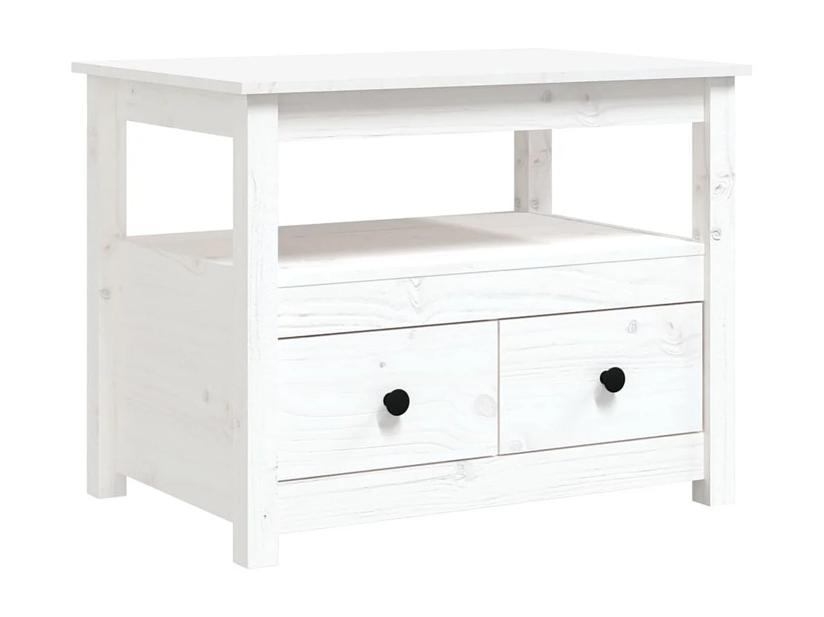 Table basse Blanc 71x49x55 cm Bois massif de pin